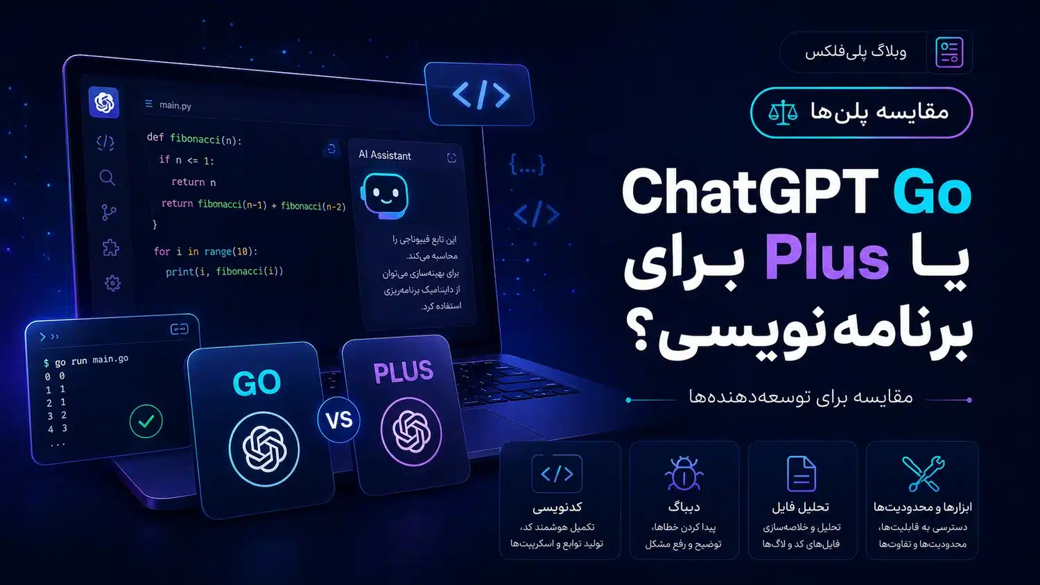 مقایسه ChatGPT Go و Plus برای برنامه‌نویسی